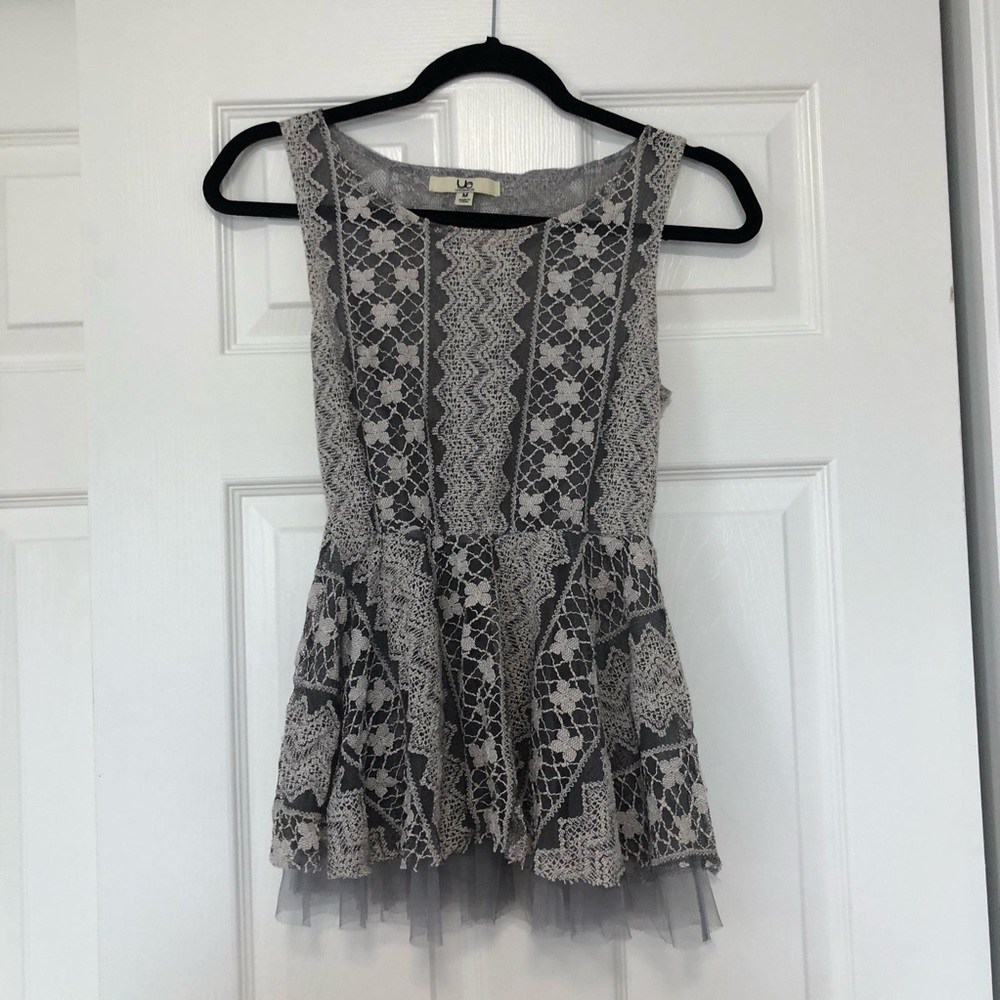 Boutique Peplum Tank with Tulle Bottom